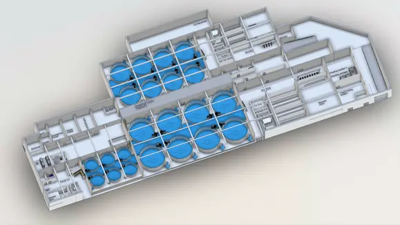 Model of the new Smolt RAS facility in Vestmannaeyjar