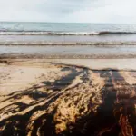A picture of an oil spill in the ocean