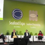 A wide angle shot of the “Marine Ingredients in Aquafeeds: Measuring Progress and Challenges in Responsible Sourcing Commitments” at Seafood Expo Global